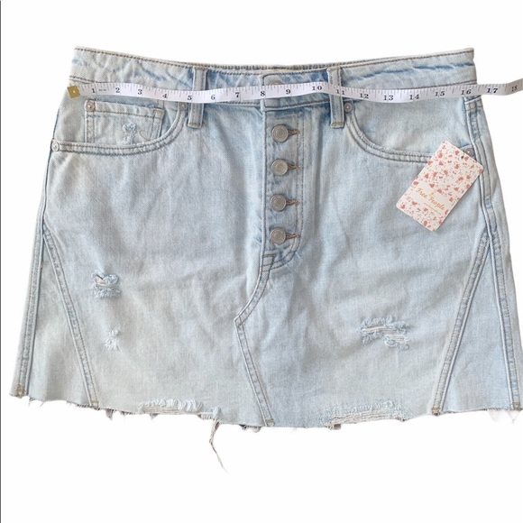 Nwt Free People Ripped Denim Mini Skirt Montauk - Picture 9 of 12